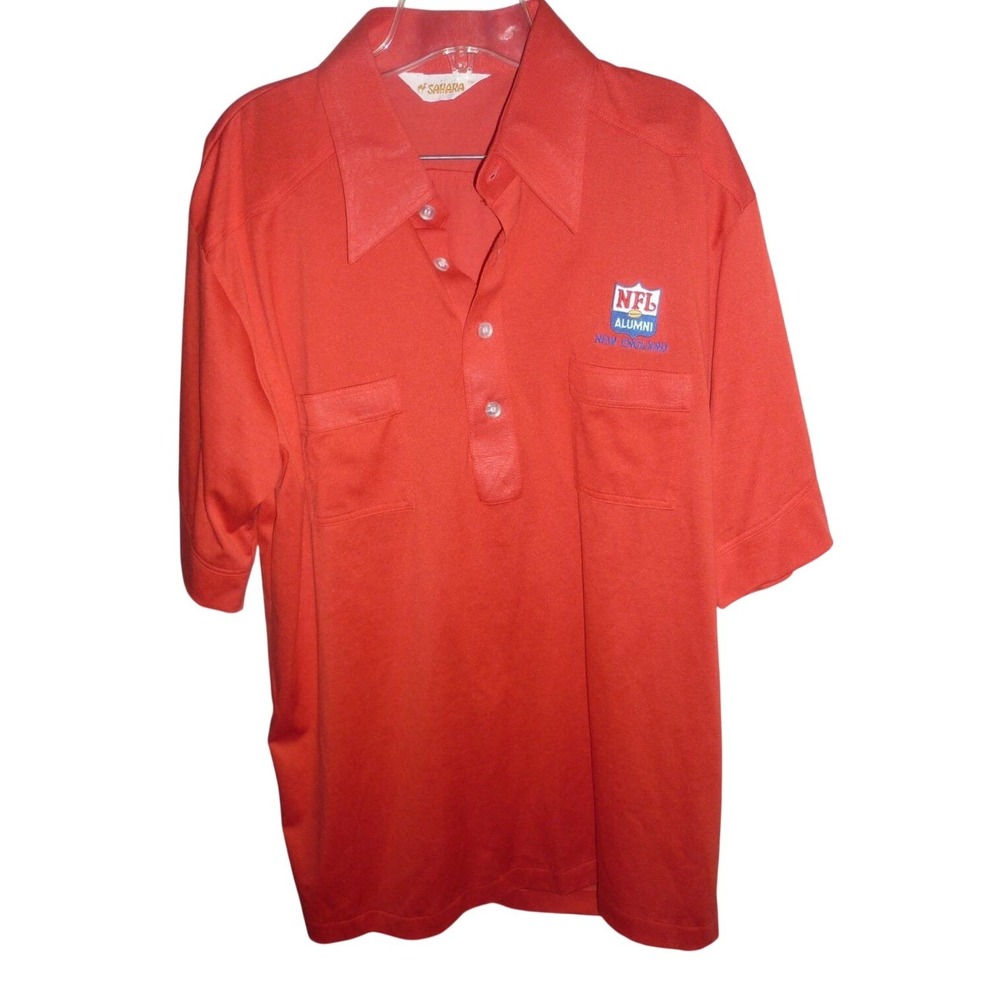 VTG 70s Sahara NFL Alumni New England Polo Shirt Men XXL Red Coach Dagger Collar